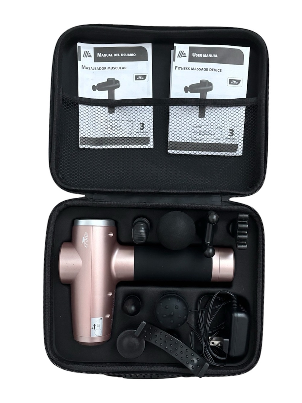 Crane Fitness Massage Gun – Like New (Used Once!) with Case & Attachments